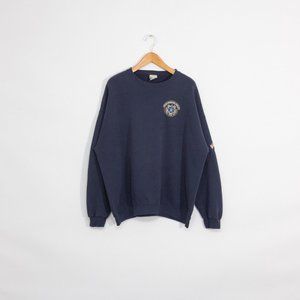 Vintage 90s Sweatshirt 2XL - New York Police Crewneck Workwear Faded Distressed